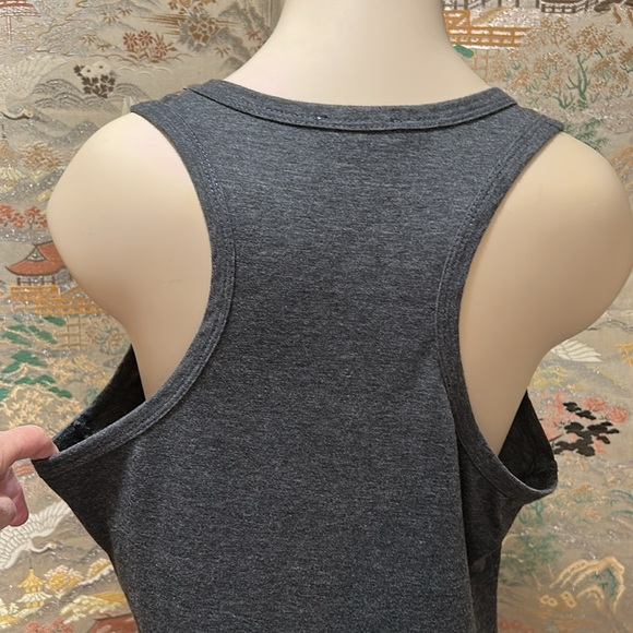 LA CLEF 2X tank dress soft 95% cotton 5%spandex grey scoop neck made in USA - Picture 4 of 15